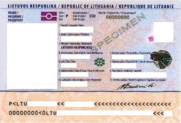 Ко­пия пас­пор­та приглашающего лица для взрослых на визу в Литву